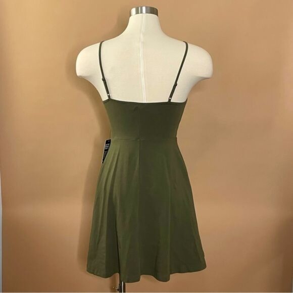 Express Olive Green Fit n' Flare Fairy Dress Womens Size S - Picture 3 of 8